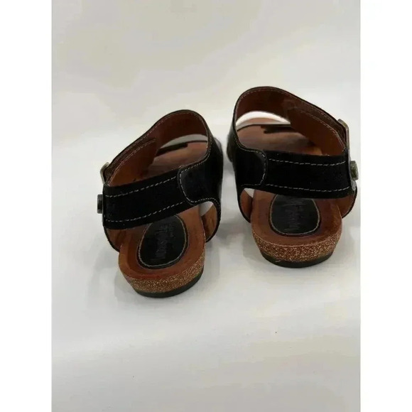 Bussola Black Maynila Flat Adjustable Sandals Leather Women's EU 39 US 8 EUC - Picture 9 of 12
